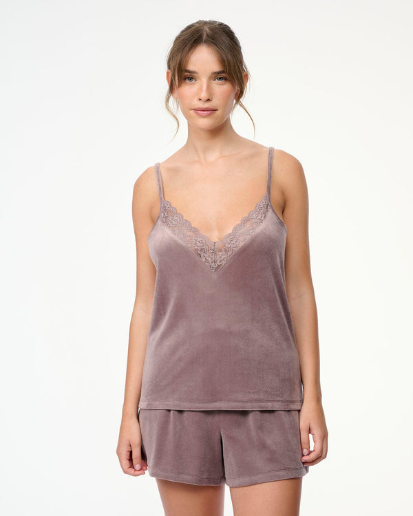 סט בייב דול קטיפה ותחרה  2 חלקים גופייה ומכנסון