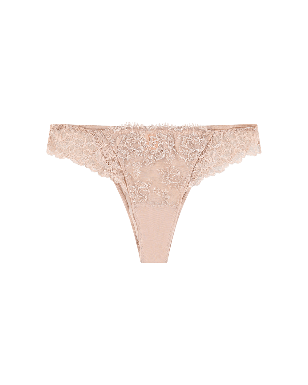 תחתון ברזיאלי מרקמה עשירה בשילוב תחרה - NUDE – תמונה 4