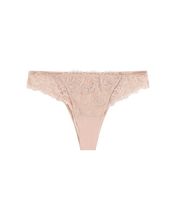 תחתון ברזיאלי מרקמה עשירה בשילוב תחרה - NUDE – תמונה 4