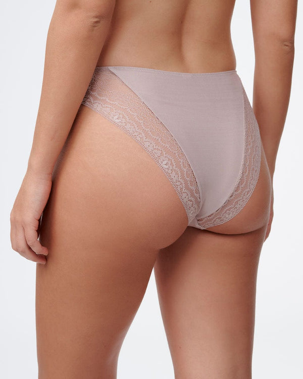 תחתון ברזילאי בשילוב בדי מיקרו רשת ותחרה - LIGHT MAUVE – תמונה 3