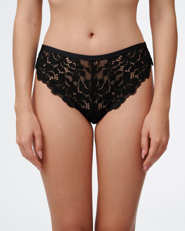 תחתון ברזילאי בשילוב מיקרו ותחרה - BLACK – תמונה 1