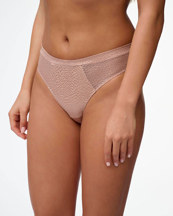 תחתון ביקיני בשילוב בד ג'קארד בדוגמת נמר - GOLD