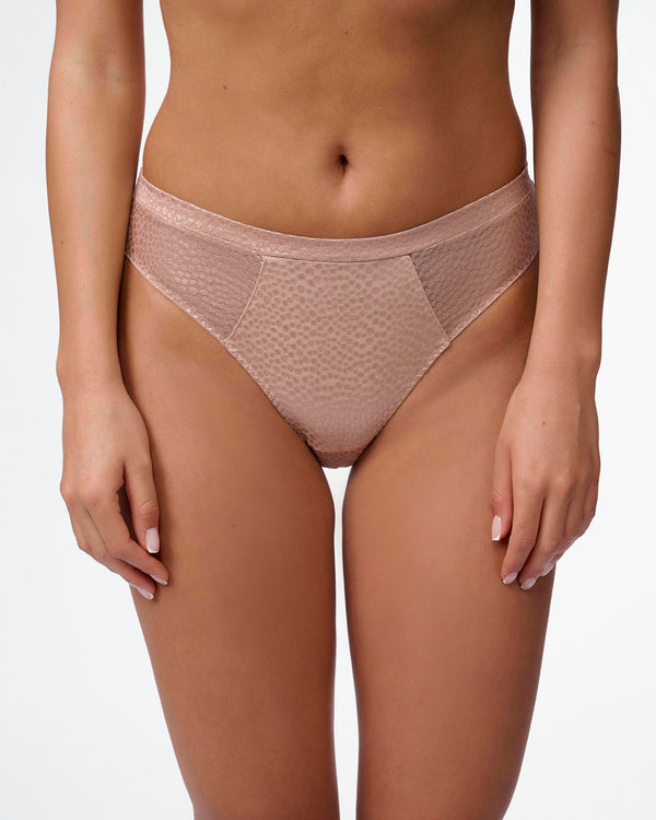 תחתון ביקיני בשילוב בד ג'קארד בדוגמת נמר - GOLD