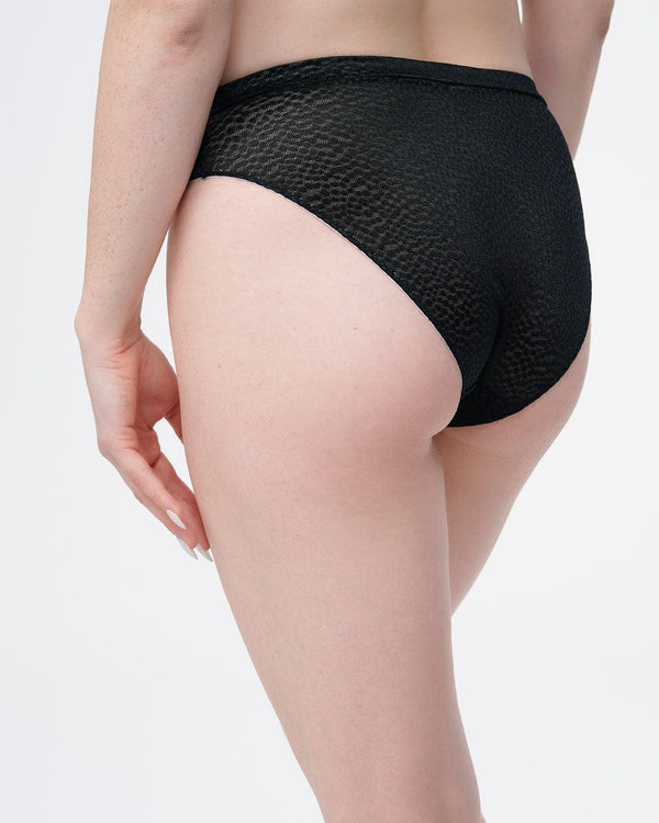 תחתון ביקיני בשילוב בד ג'קארד בדוגמת נמר - BLACK