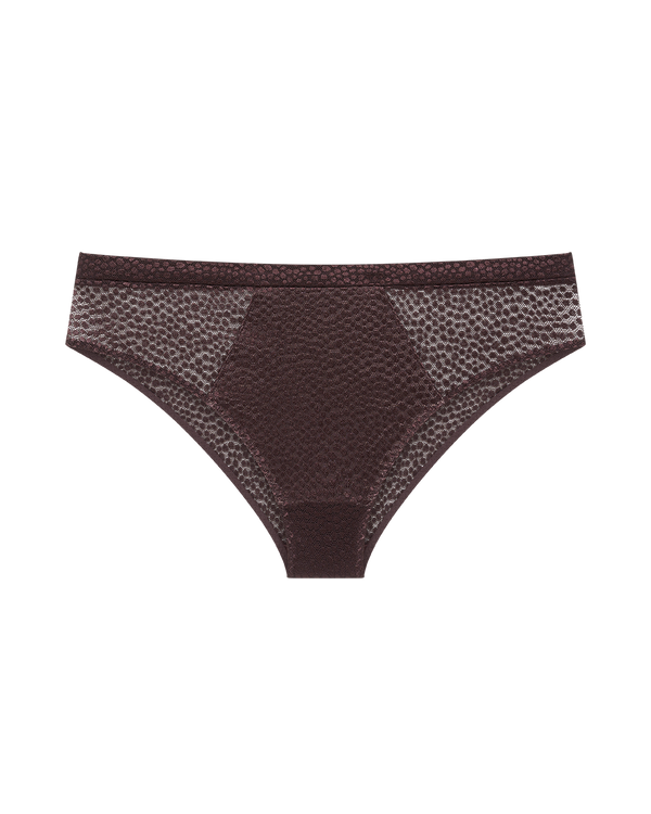 תחתון ביקיני בשילוב בד ג'קארד בדוגמת נמר - BROWN
