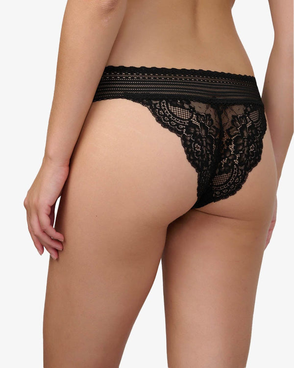 תחתון ברזילאי V CUT מתחרת פרחים - BLACK – תמונה 4