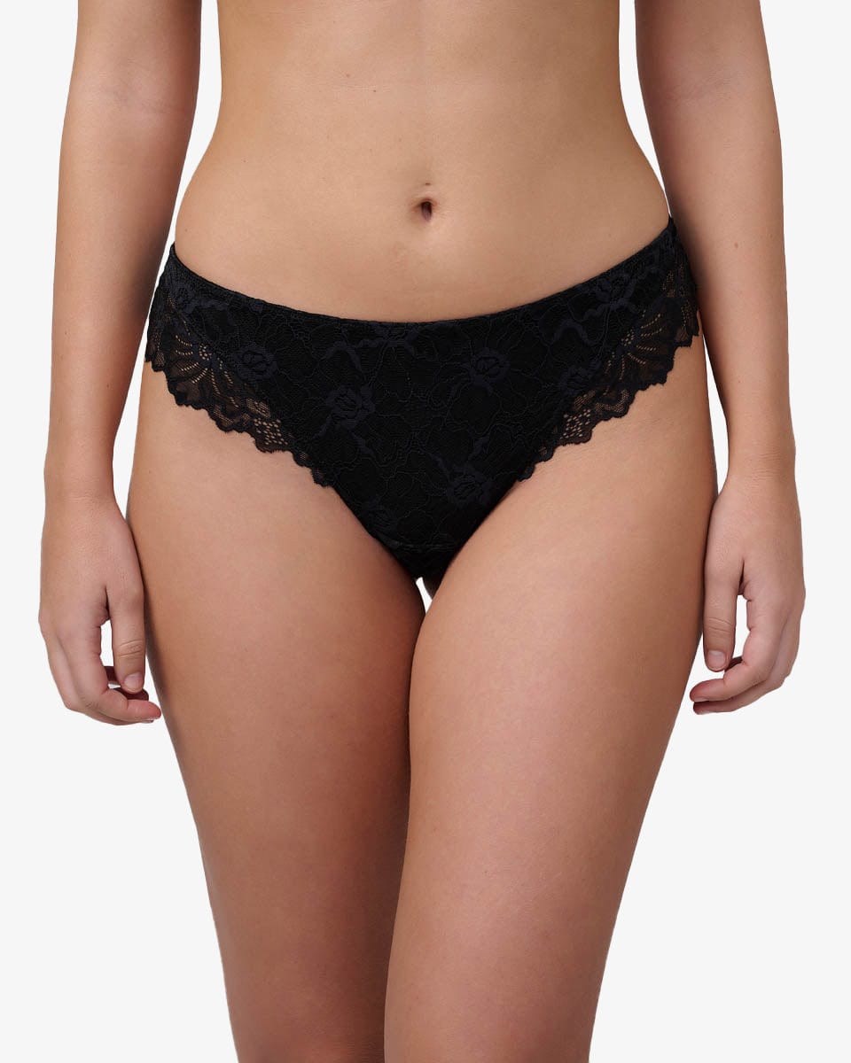 תחתון תחרה חוטיני - BLACK – תמונה 1