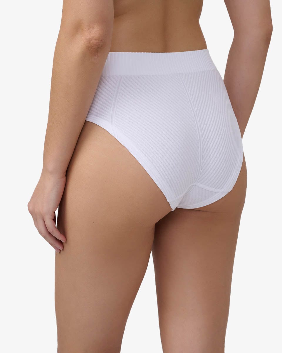 תחתון  מידי ריב אלכסוני סימלס - WHITE – תמונה 3