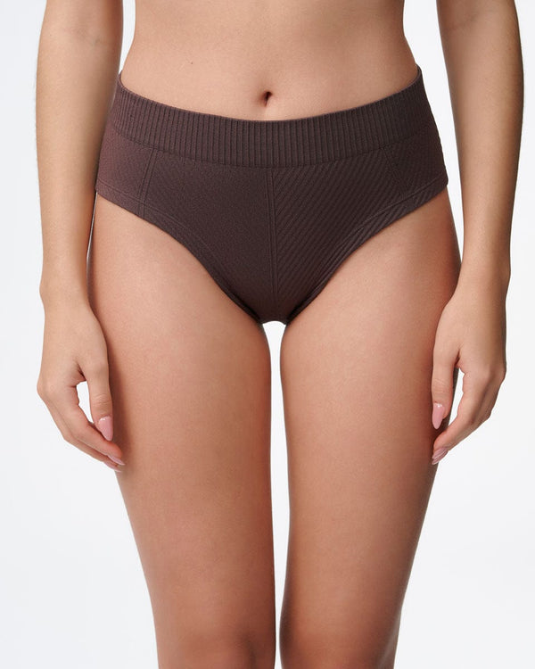 תחתון  מידי ריב אלכסוני סימלס - BROWN – תמונה 1