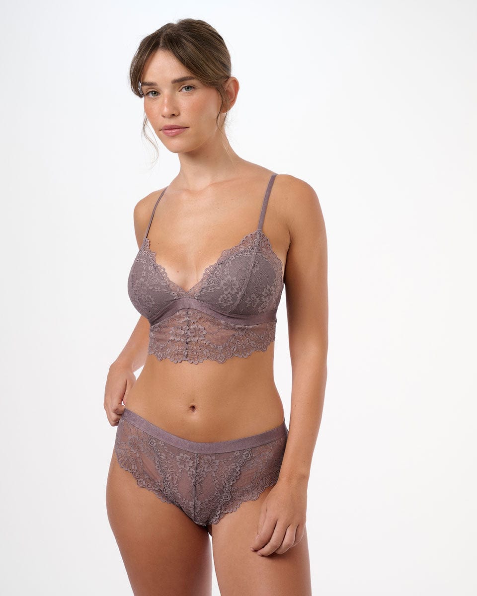 תחתון ברזילאי מתחרה פרחונית ורומנטית - ULTRA VIOLET – תמונה 4