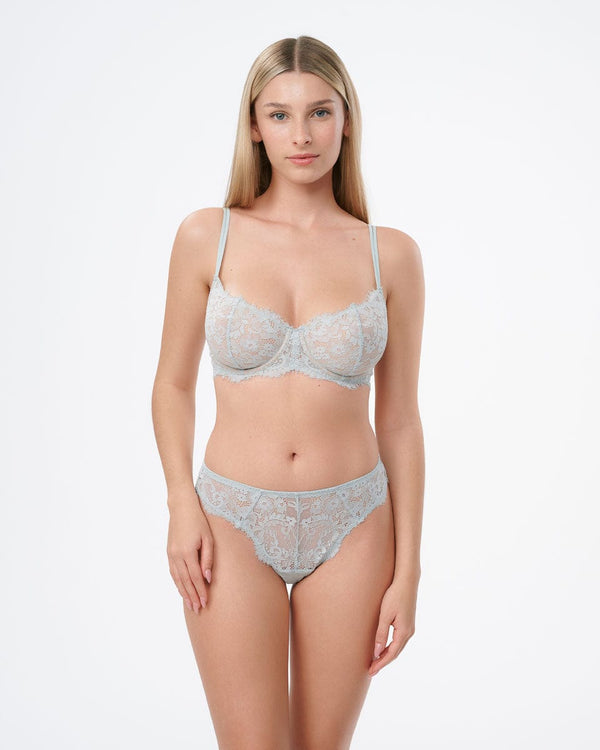 תחתון תחרה חוטיני גובה בשילוב רשת - MINERAL GREEN – תמונה 4