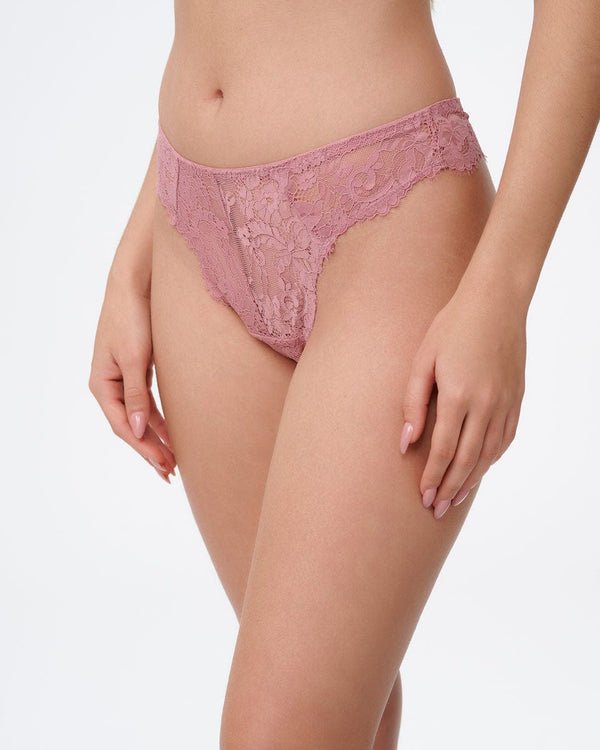 תחתון תחרה חוטיני גובה בשילוב רשת - MYSTIC ROSE – תמונה 2