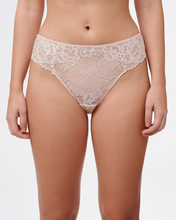 תחתון תחרה ברזילאי גבוה - PALE PINK – תמונה 1