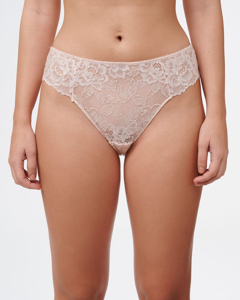 תחתון תחרה ברזילאי גבוה - PALE PINK – תמונה 1