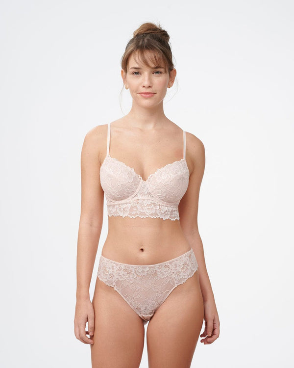 תחתון תחרה ברזילאי גבוה - PALE PINK – תמונה 4