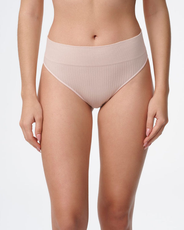 תחתון סימלס ריב ברזילאי גבוה - PALE PINK – תמונה 1