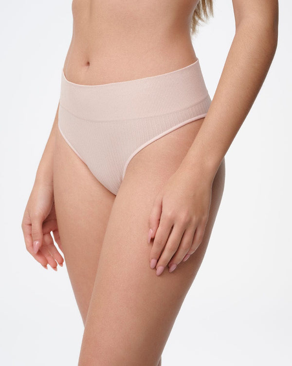 תחתון סימלס ריב ברזילאי גבוה - PALE PINK – תמונה 2