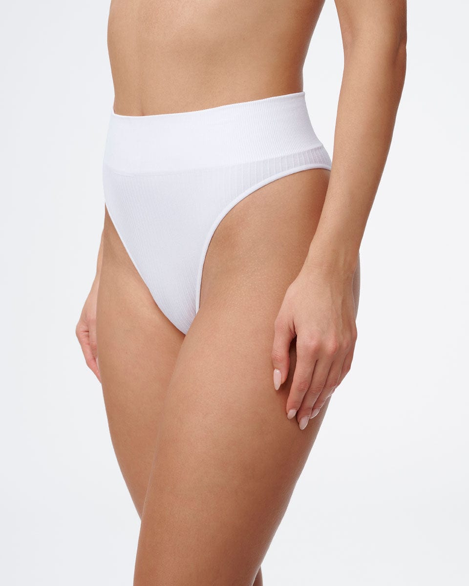 תחתון סימלס ריב ברזילאי גבוה - WHITE – תמונה 2