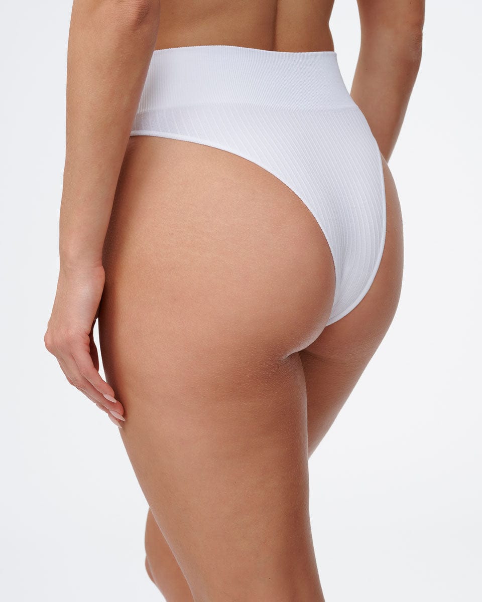 תחתון סימלס ריב ברזילאי גבוה - WHITE – תמונה 3