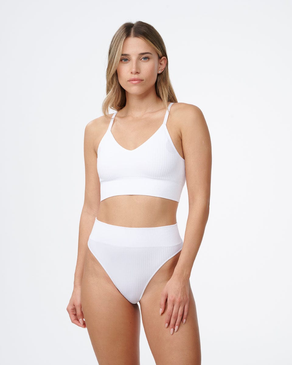 תחתון סימלס ריב ברזילאי גבוה - WHITE – תמונה 4