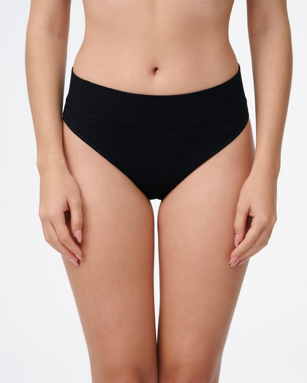 תחתון סימלס ריב ברזילאי גבוה - BLACK – תמונה 1