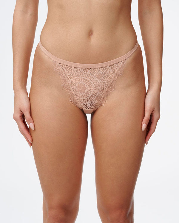 תחתון ברזילאי מתחרה גאומטרית דרמטית שקופה - GOLD – תמונה 1