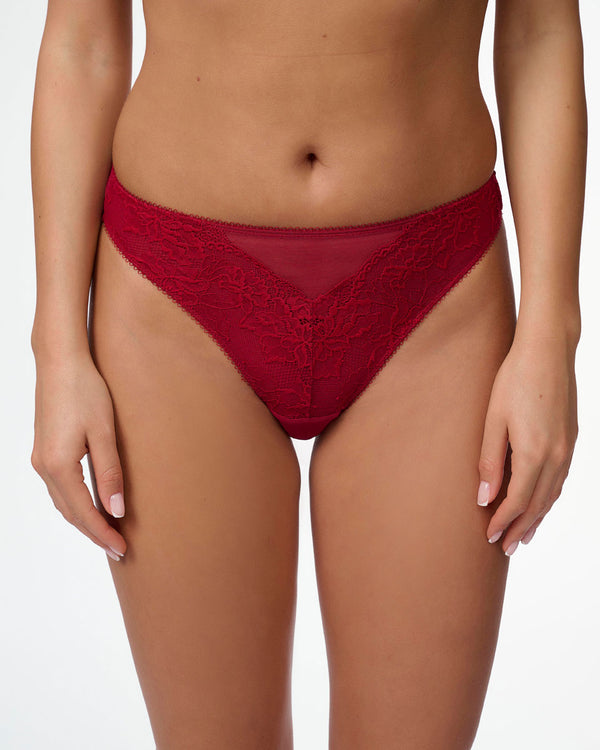 תחתון חוטיני תחרה ורשת - RUBY RED