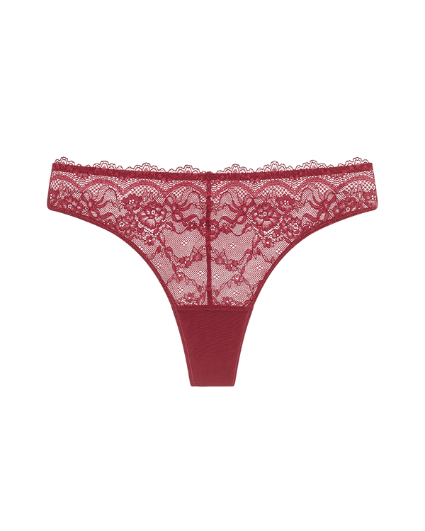 תחתון חוטיני גבוה תחרה בשילוב רשת - RUBY RED