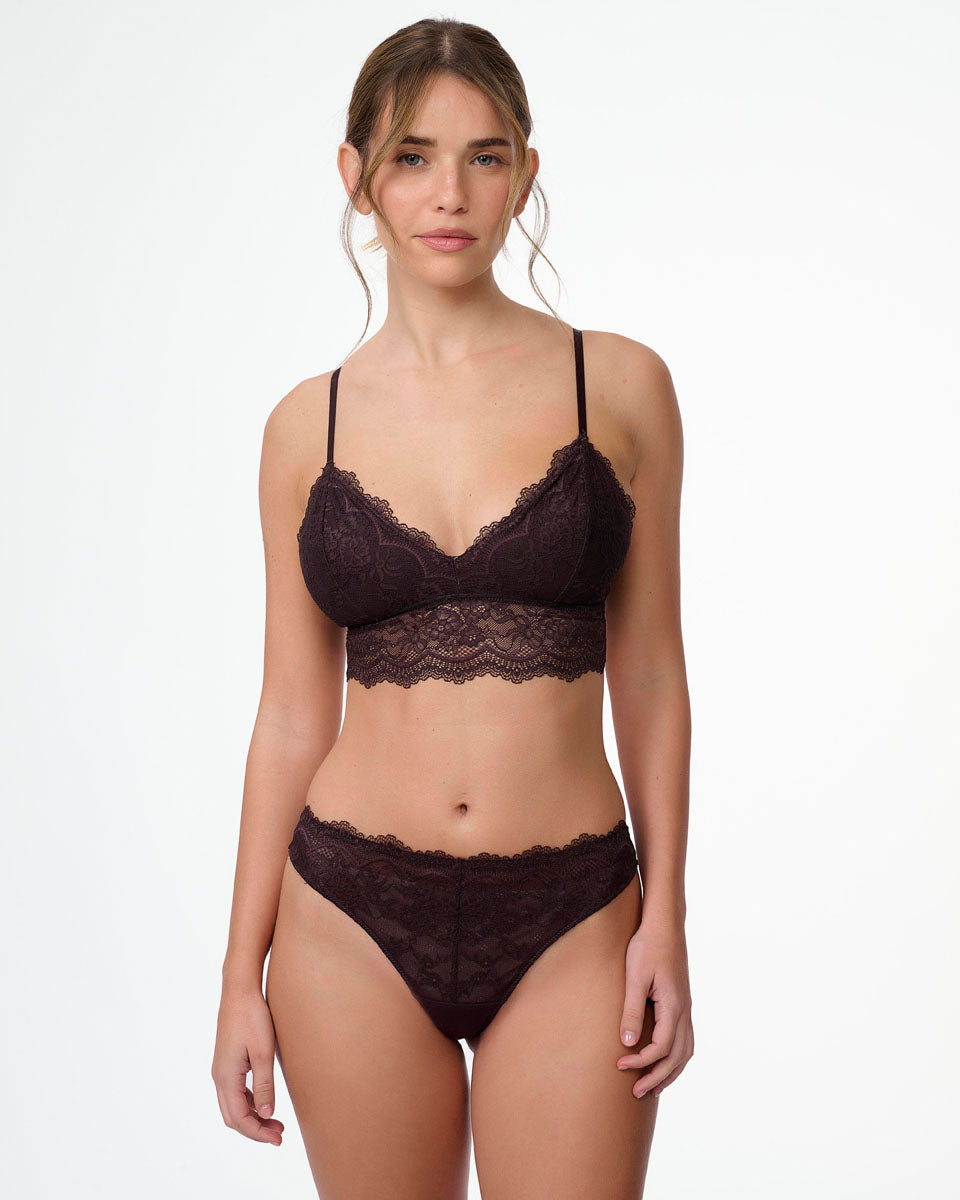 תחתון חוטיני גבוה תחרה בשילוב רשת