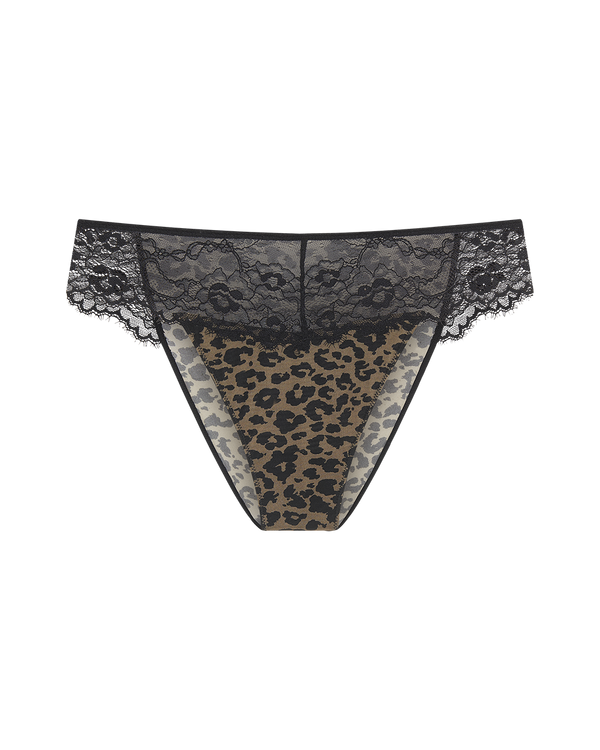 תחתון רשת בדפוס מנומר ברזילאי בשילוב תחרה - LEOPARD