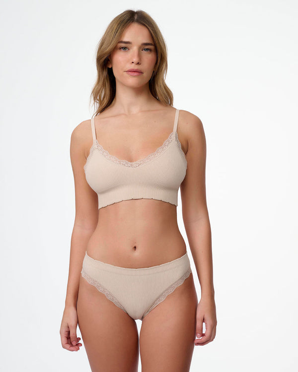 תחתון סימלס ריב ביקיני עם תחרה עדינה