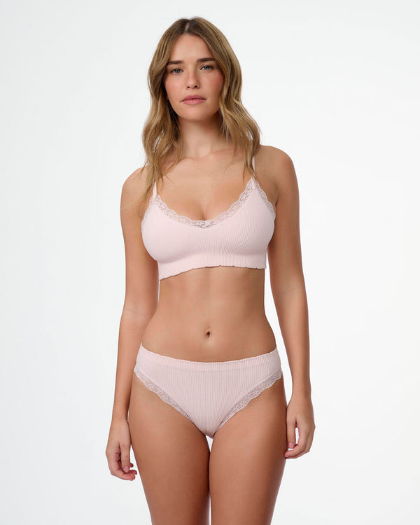 תחתון סימלס ריב ביקיני עם תחרה עדינה