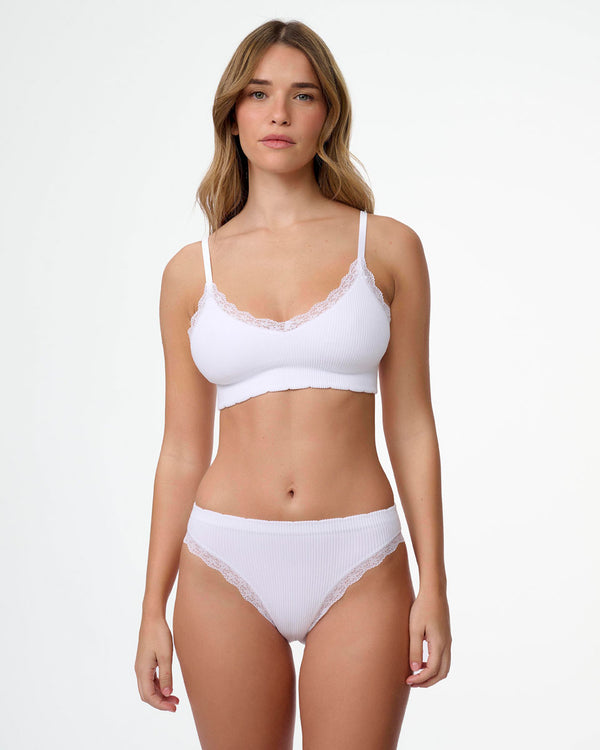 תחתון סימלס ריב ביקיני עם תחרה עדינה