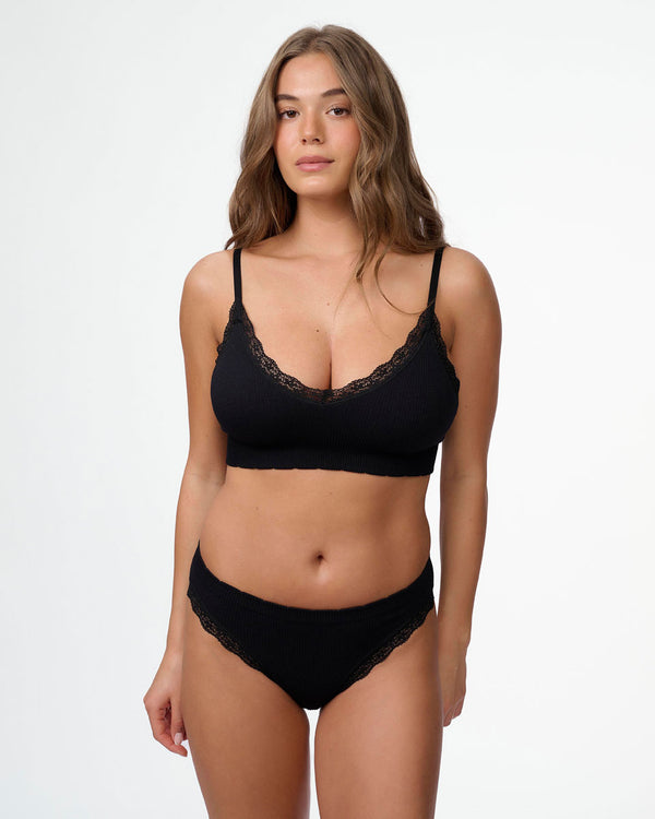 תחתון סימלס ריב ביקיני עם תחרה עדינה