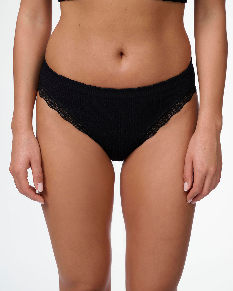 תחתון סימלס ריב ביקיני עם תחרה עדינה