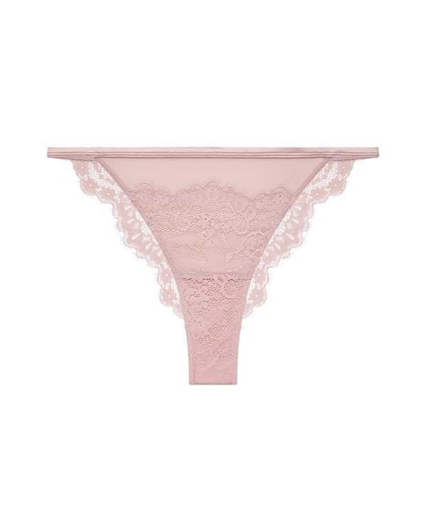 תחתון ברזילאי טנגה תחרה בשילוב בד רשת - DEEP BLUSH