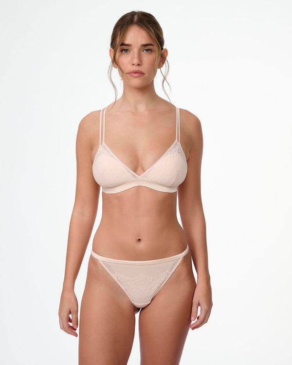 תחתון ברזילאי טנגה תחרה בשילוב בד רשת - SHELL