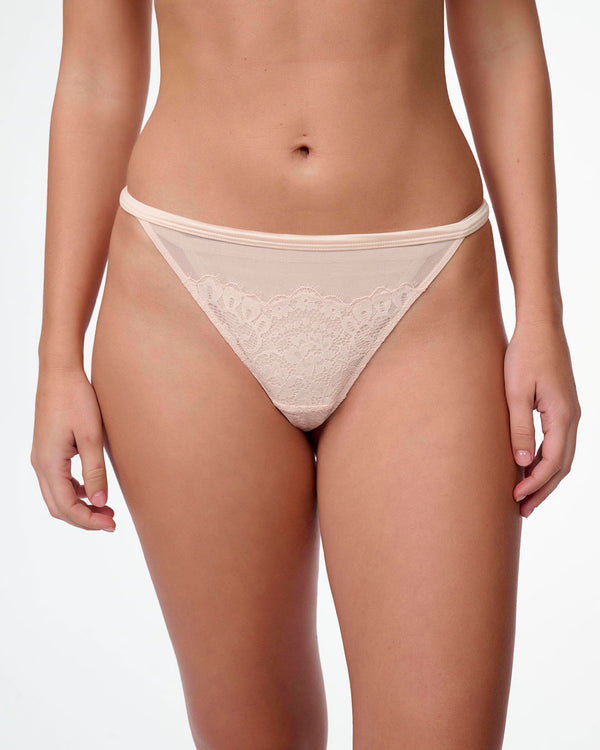 תחתון ברזילאי טנגה תחרה בשילוב בד רשת - SHELL