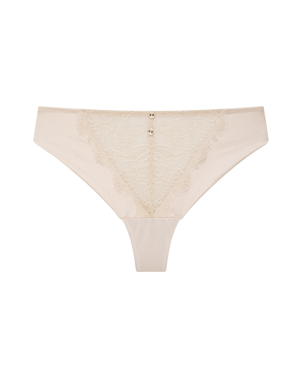 תחתון חוטיני מתחרת EYELASH בשילוב בד מיקרו מבריק - SHELL