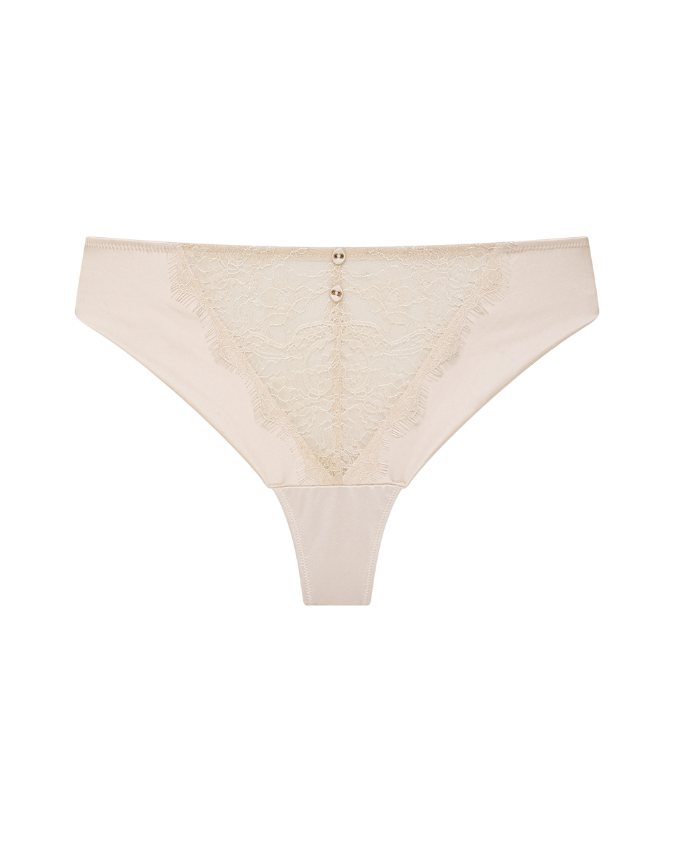 תחתון חוטיני מתחרת EYELASH בשילוב בד מיקרו מבריק - SHELL