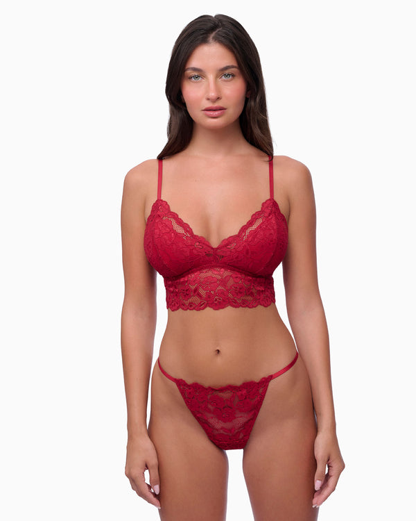 תחתון חוטיני חוט תחרה - RUBY RED