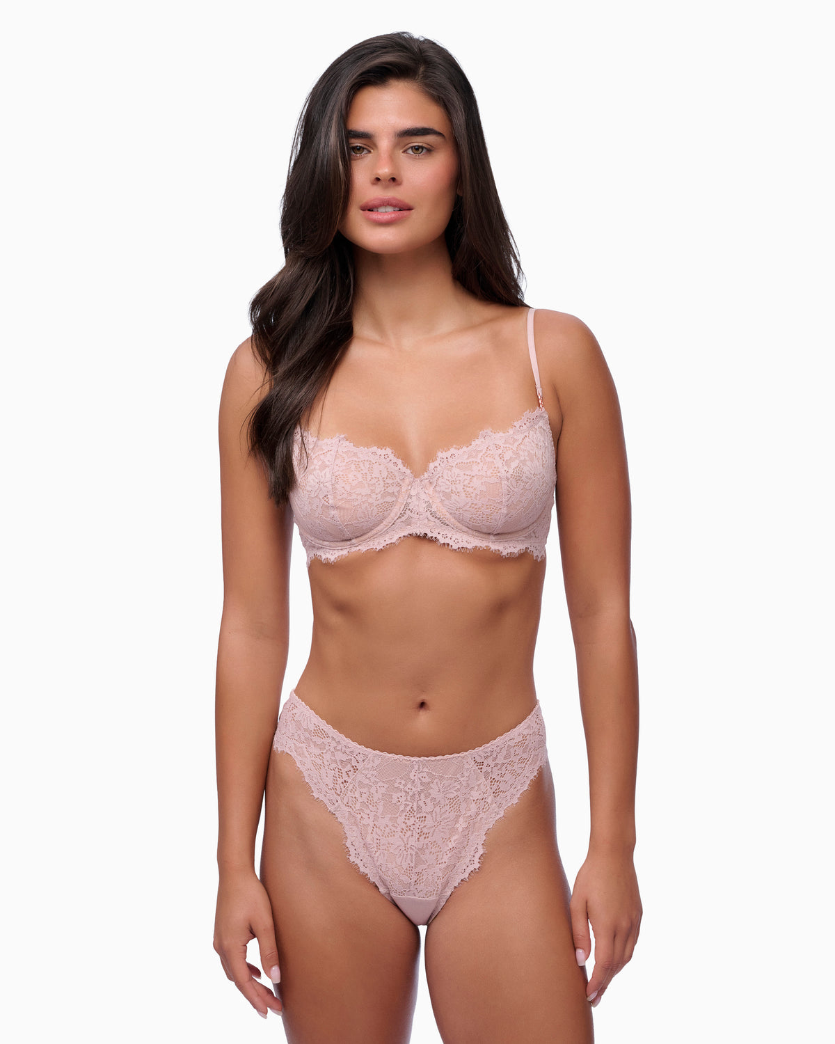 תחתון ביקיני תחרה ומיקרופייבר - SMOKY PINK