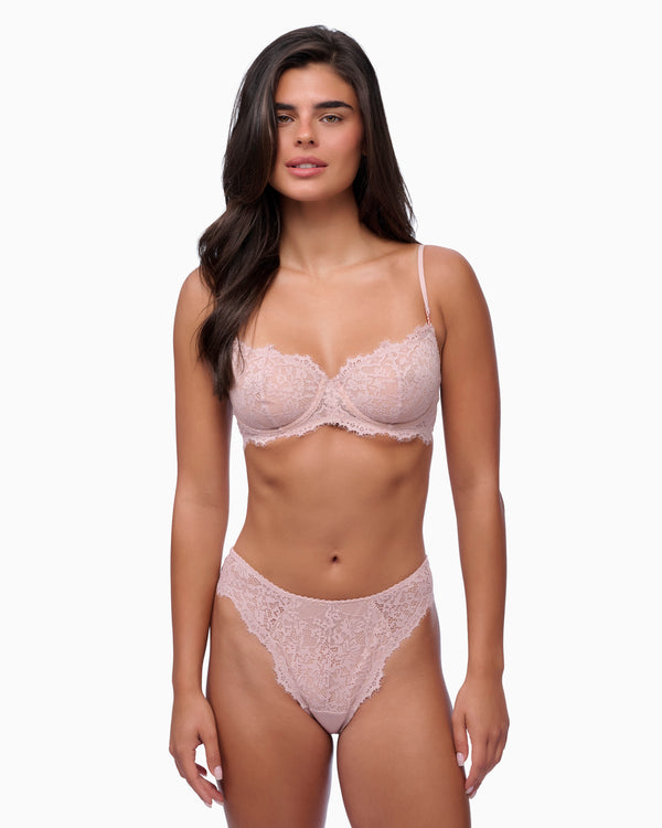 תחתון ביקיני תחרה ומיקרופייבר - SMOKY PINK