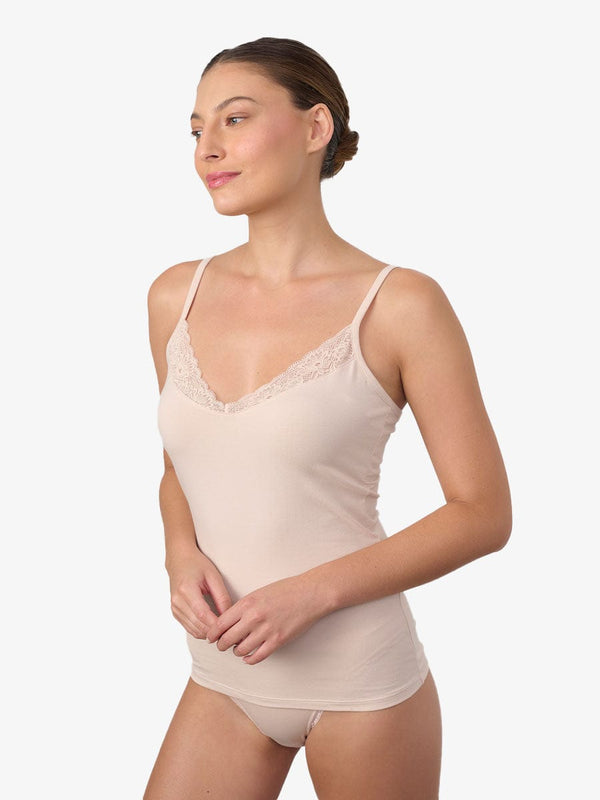 גופיית ספגטי בשילוב תחרה - NUDE – תמונה 2