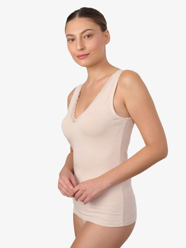 גופיית V בשילוב תחרה - NUDE – תמונה 2