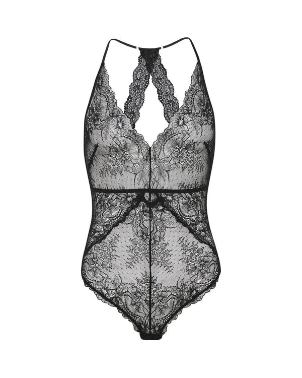 בגד גוף ציקי מתחרה רומנטית - BLACK – תמונה 1