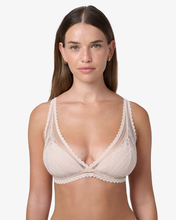 ברלט משולשים  מוארך תחרה  עם קאפ פנימי - PALE PINK – תמונה 1