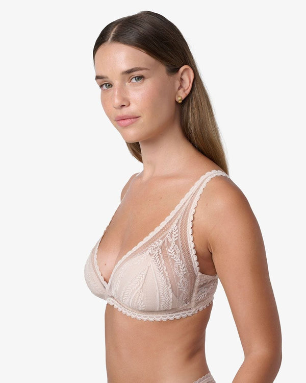 ברלט משולשים  מוארך תחרה  עם קאפ פנימי - PALE PINK – תמונה 2