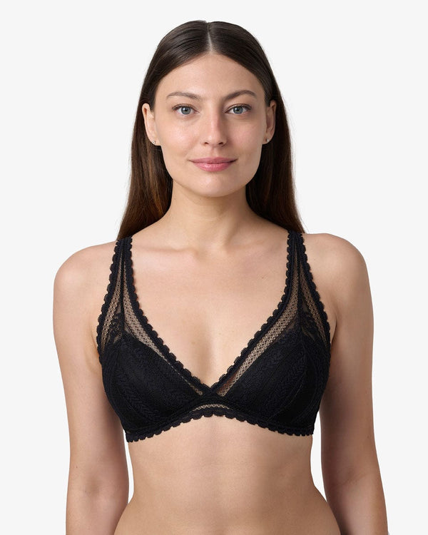 ברלט משולשים  מוארך תחרה  עם קאפ פנימי - BLACK – תמונה 1