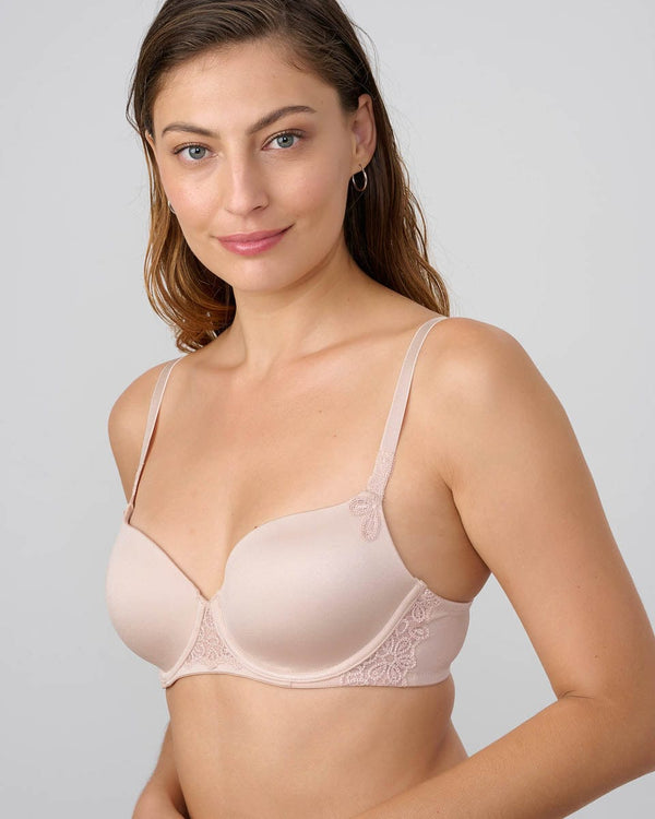 חזייה מרופדת בשילוב רקמה עם ברזלים - ורוד – תמונה 2